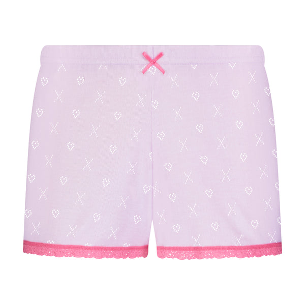 Polkadot LILAC Hearts-X Pointelle SHORT Mid Rise w Pink Cluny