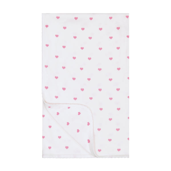 Polkadot GIRLS BABY BLANKET - Pink Hearts Print