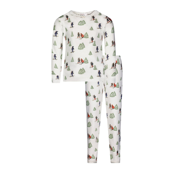 Polkadot GIRLS & BABY SET Crew LS & Pant - Vintage Ski Print