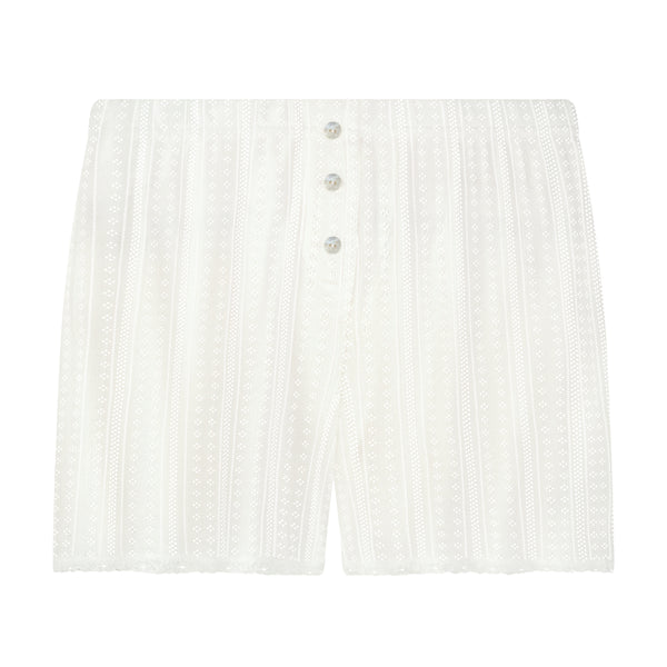 Polkadot BECKSY BOXER SHORT - Ivory Windsor Pointelle w Lace