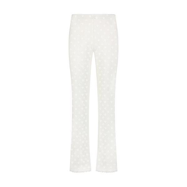 Polkadot Natalie Pant - Ivory Hearts Pointelle w Ivory Lace -NEW