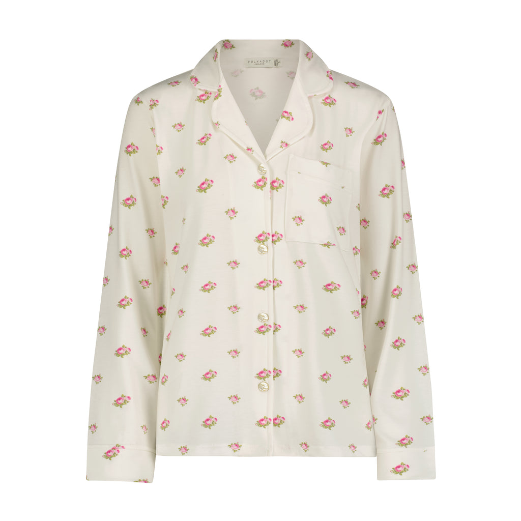 Polkadot CHARLEY Pajama Set in Cream Vintage Rose Print -NEW COLOR