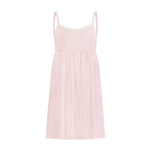 Polkadot Girls Lee Babydoll Gown - Ballet Pink Hearts Pointelle -NEW