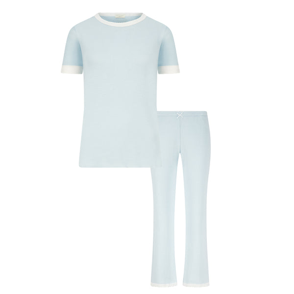 Polkadot SET Nan Slouchy Tee & Crop Pant - Blue Narrow Hampton Stripe
