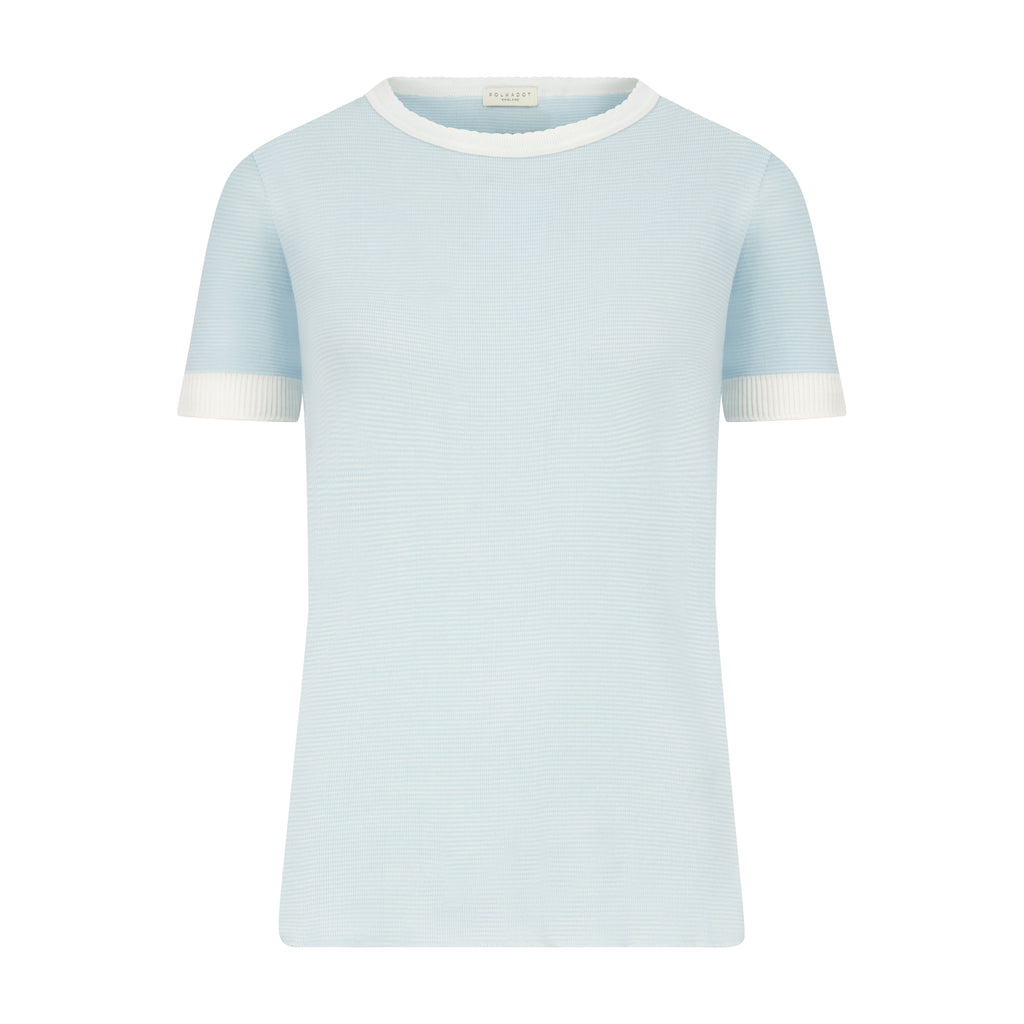 Polkadot SET Nan Slouchy Tee & Crop Pant - Blue Narrow Hampton Stripe