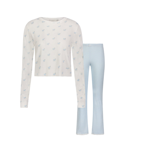 Polkadot SET Blue Sheep Parker Crop Slouchy & Blue Sailor Stripe Pant