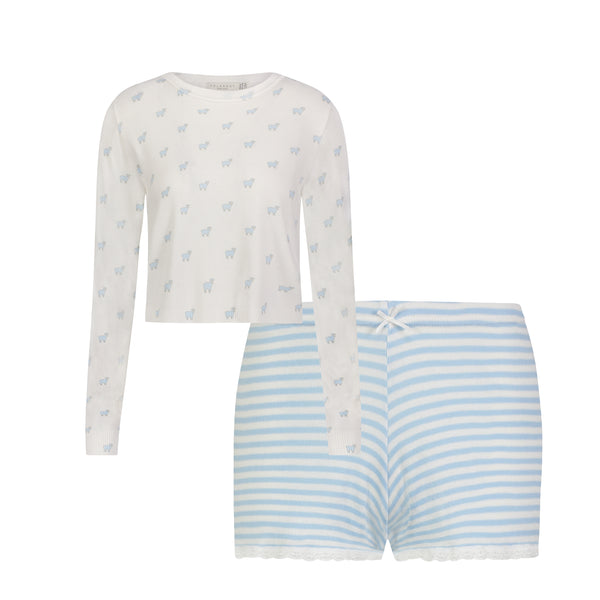 Polkadot SET Blue Sheep Parker Crop Slouchy & Blue Sailor Stripe Short