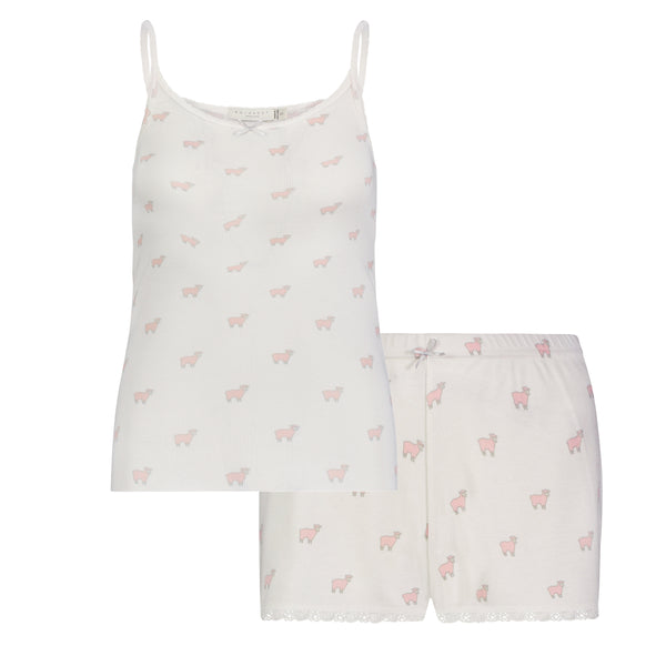 Polkadot SET Scoop Cami & Long Short - Pink Sheep Print