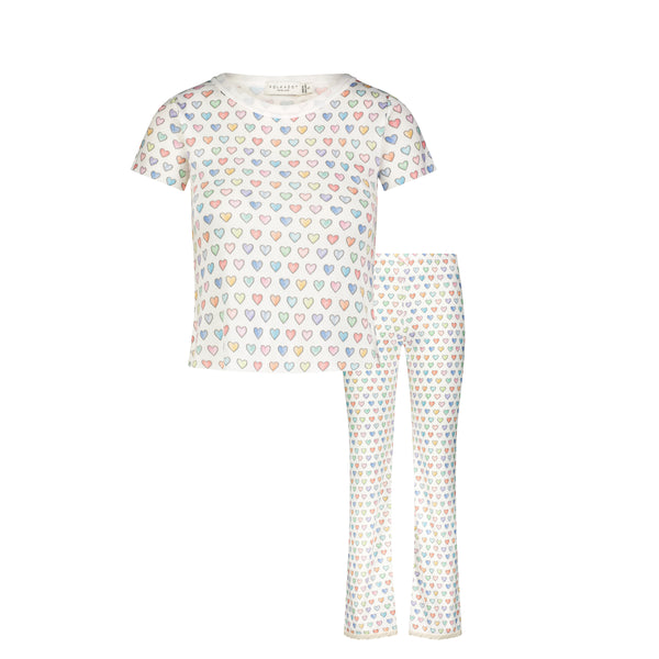 Polkadot SET Baby Crop Tee & Pant - Rainbow Hearts Print