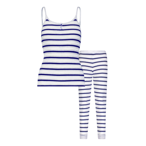 Polkadot SET Henley Cami & Jogger - Navy Lee Rib Stripe