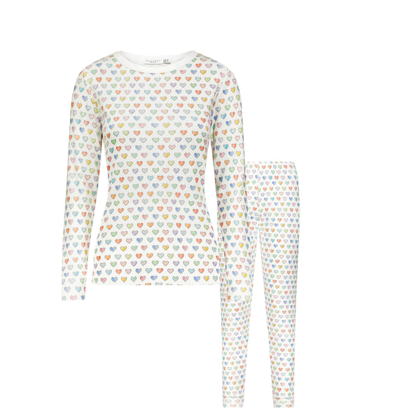 Polkadot SET Rachel Slouchy & Jogger - Rainbow Hearts Print