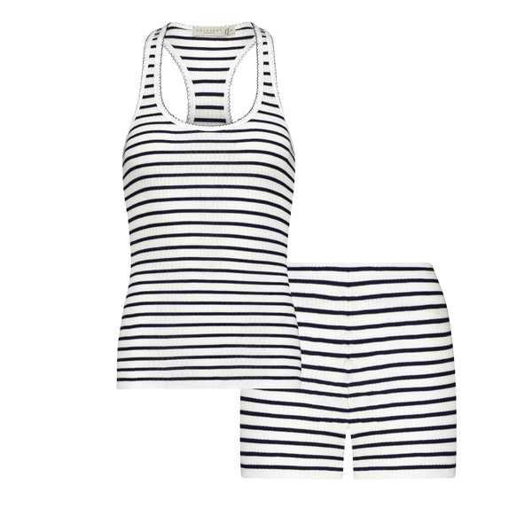 Polkadot SET Racer Back Tank & Long Short - Breton Rib Stripe