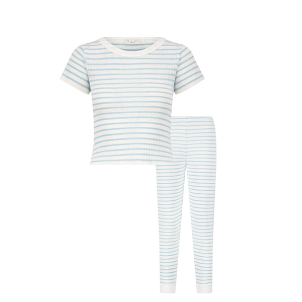 Polkadot SET Baby Crop Tee & Jogger - Blue Wide Harbor Rib Stripe