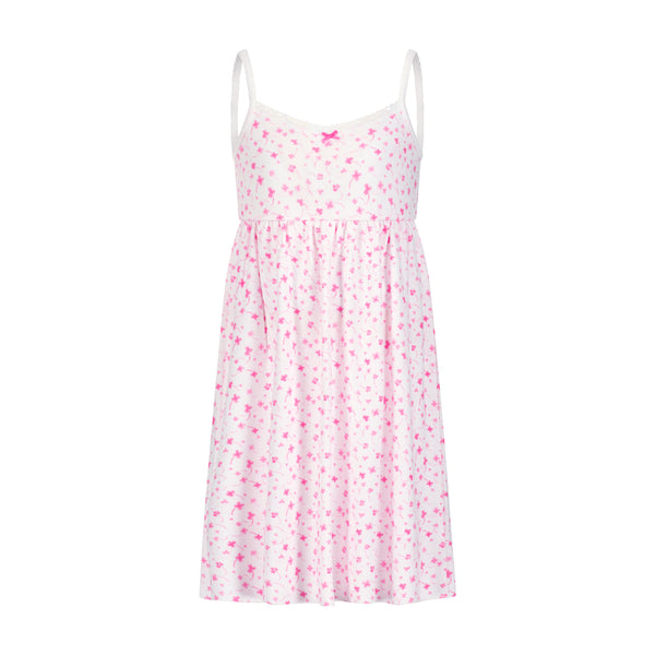 Polkadot GIRLS PINK CLOVER Print BABYDOLL GOWN w Lace