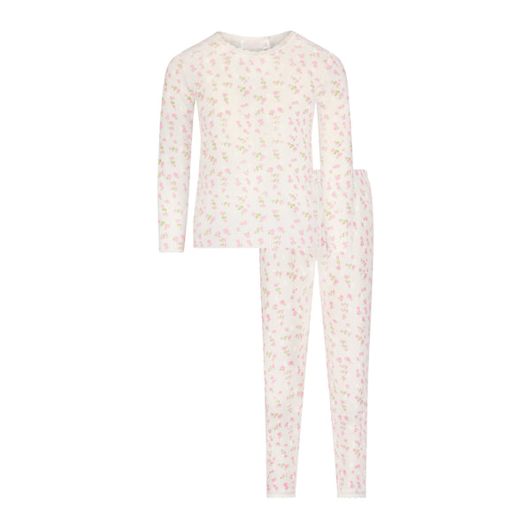 Polkadot BABY & GIRLS SET Crew LS & Pant - Pink Garden Pointelle
