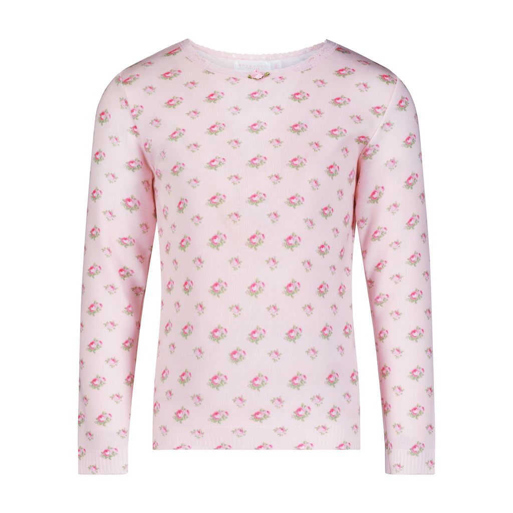 Girls & Baby Vivi Classic Long Sleeve Tee & Nina Pant Set - Pink Vintage Ditsy Rose Print