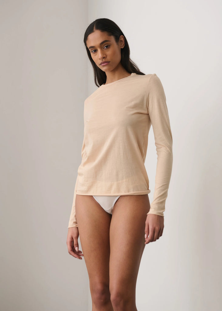 SKIN Pima Crew LS, White, Black, Grey, Pink