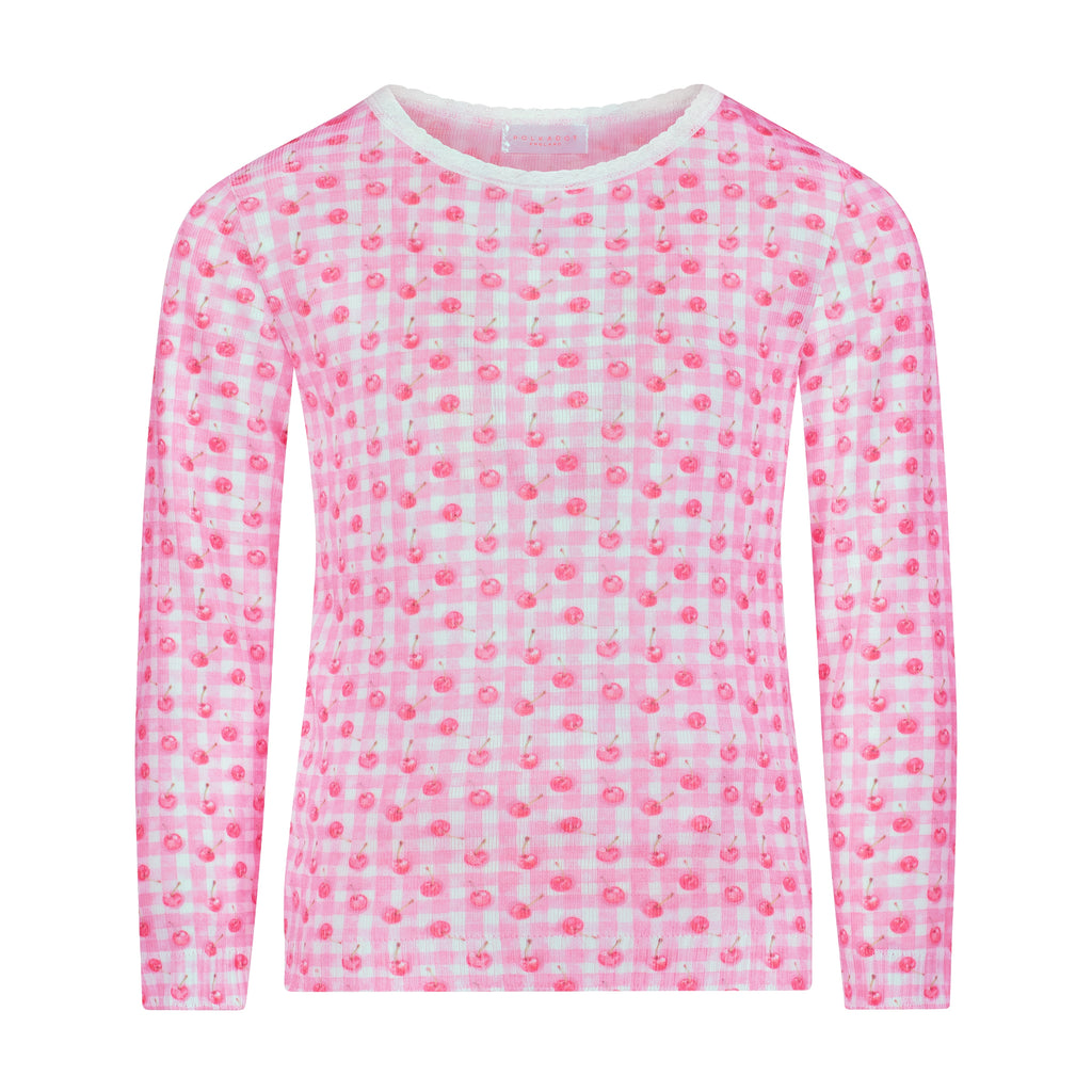 Polkadot Girls Classic Set Crew LS & Pant - Cherry Gingham Print
