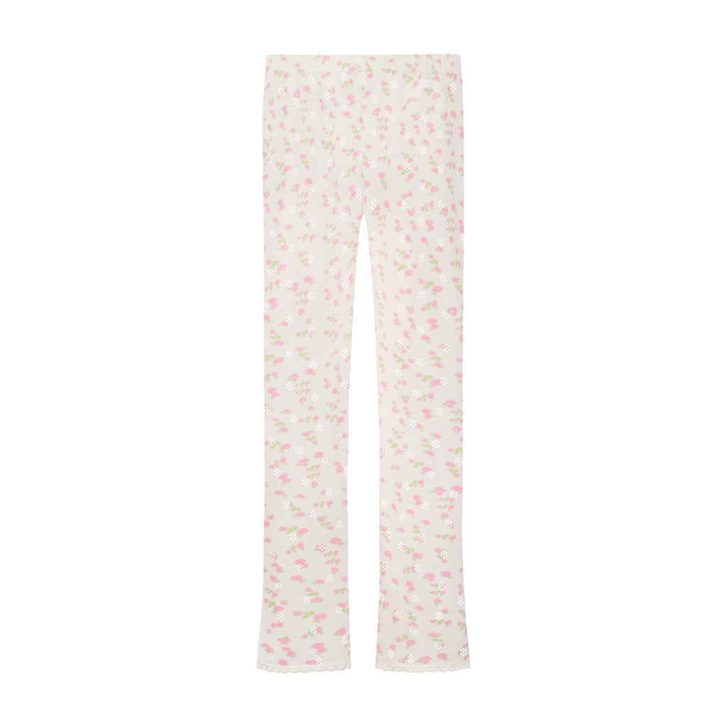 Polkadot GIRLS RACHEL SET Slouchy Top & Wide Leg Pant - Pink Garden Pointelle