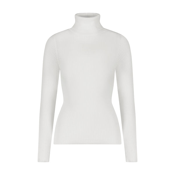 Polkadot ALI TURTLENECK Fitted - Pearl White Rib Knit