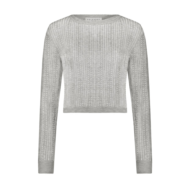 Polkadot NELL CROP SLOUCHY - Heather Grey Windsor Pointelle