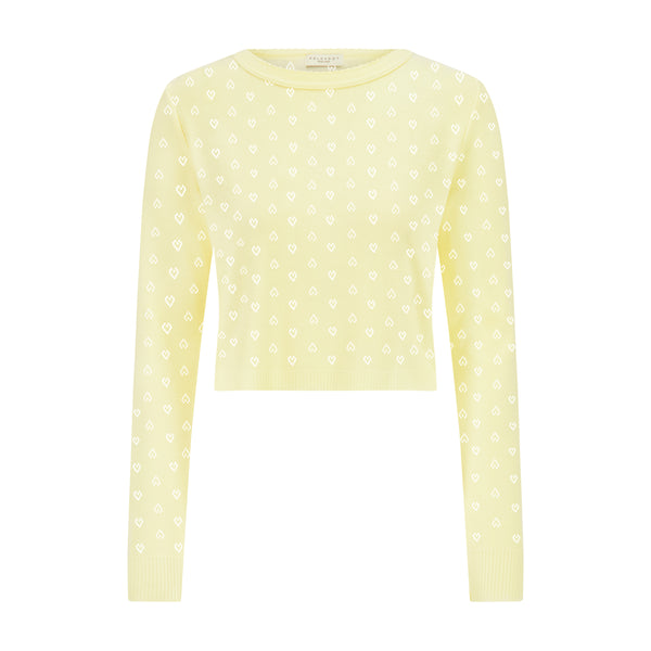 Polkadot NELL CROP SLOUCHY Lemon Yellow Vintage Hearts