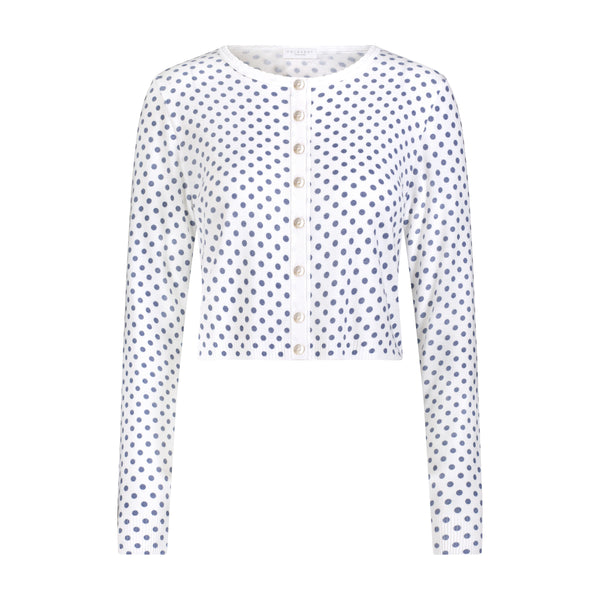 Polkadot Sophia Cropped Cardigan - Navy Dot Print