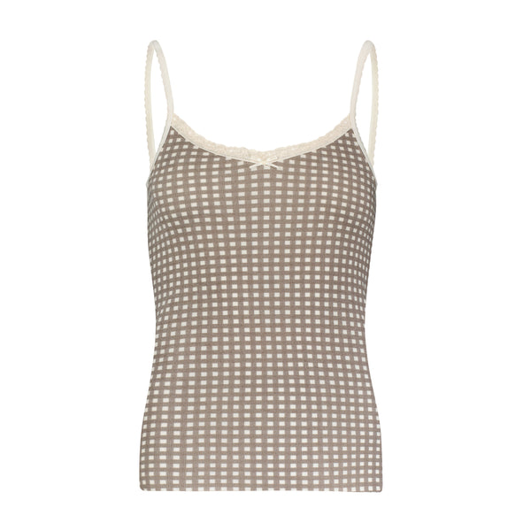 Polkadot PATTI CAMI - Brown Gingham Print