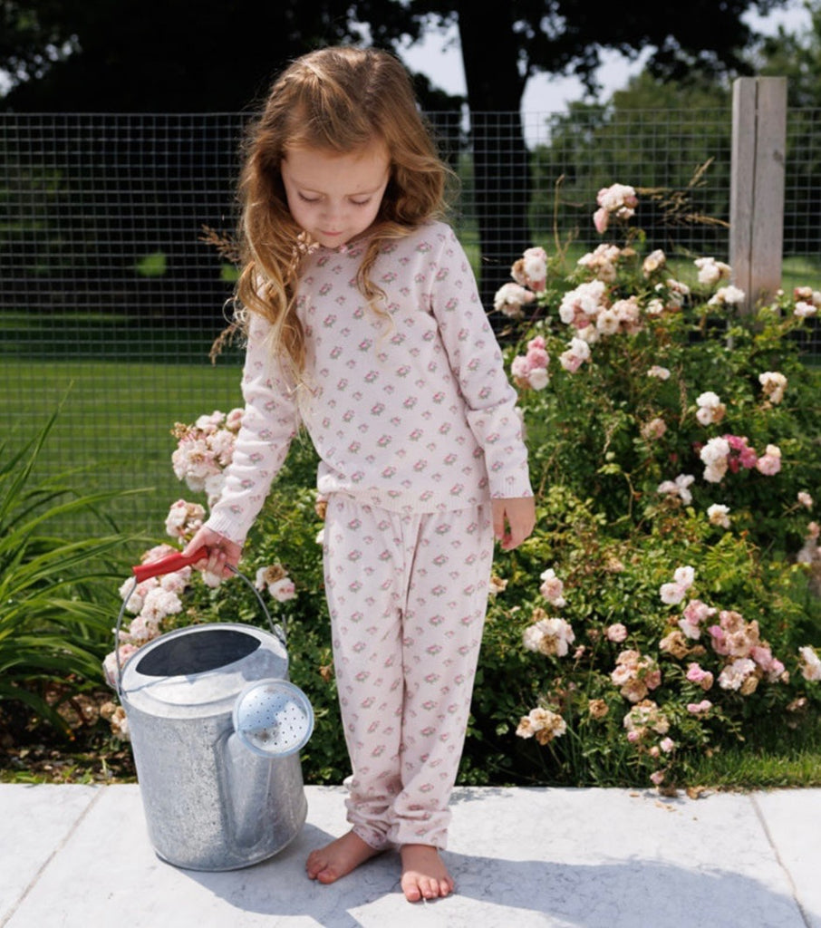 Girls & Baby Vivi Classic Long Sleeve Tee & Nina Pant Set - Pink Vintage Ditsy Rose Print