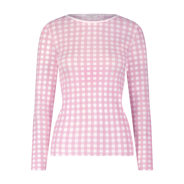 Polkadot VAL CREW Long Sleeve - Pink Large Gingham Print