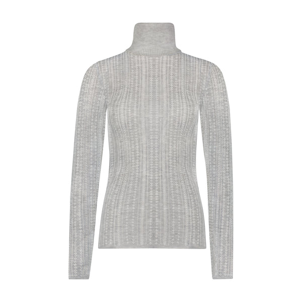 Polkadot ALI TURTLENECK Fitted - Heather Grey Windsor Pointelle