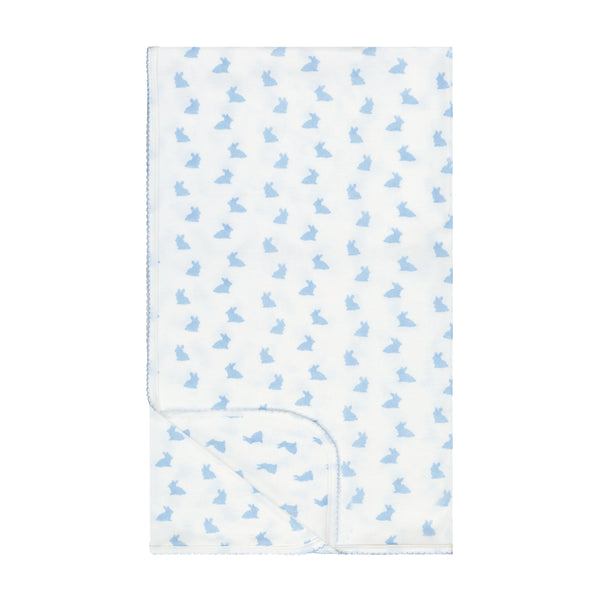 Polkadot BOYS BABY BLANKET - Blue Bunny Print