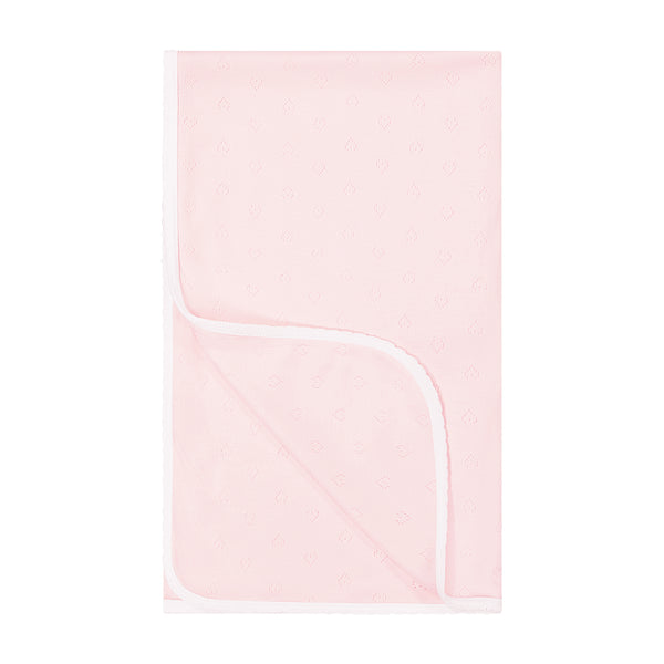 Sam Baby Blanket - Ballet Pink Hearts Pointelle