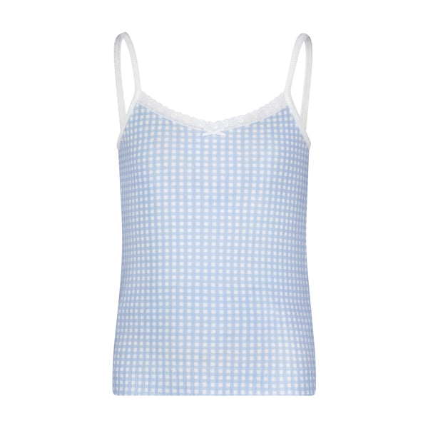 Polkadot GIRLS CAMISOLE Blue Gingham Print