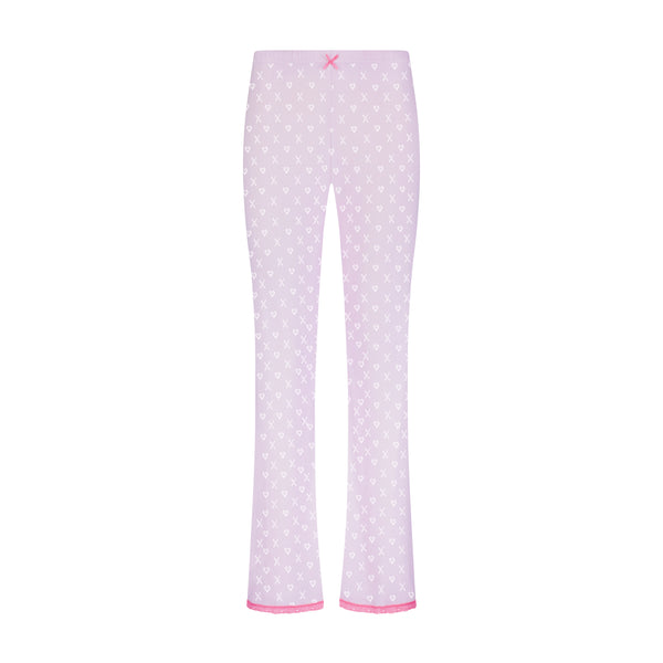 Polkadot LILAC Hearts-X Pointelle LONG PANT Hi Rise w Pink Cluny