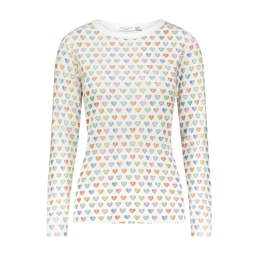 Polkadot SET Rachel Slouchy & Jogger - Rainbow Hearts Print