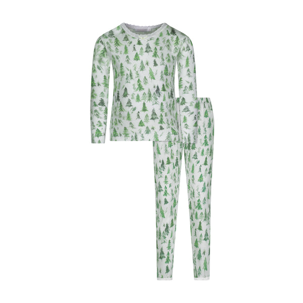Polkadot GIRLS & BABY SET Crew LS & Pant - Fir Tree Print