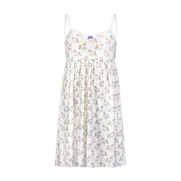 Polkadot Girls Lee Babydoll Gown - Unicorn Print