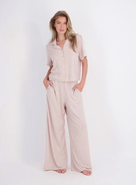 SKIN~ 2 pc Margot button down top/pant