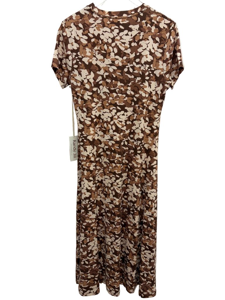 RANDY JILL~ Floral short sleeve crew midi dress