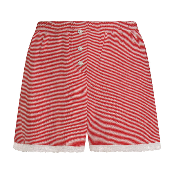 Becksy Hi-Rise Boxer Short - Red/Grey Mini Stripe