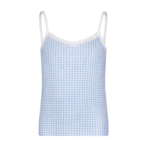 Polkadot GIRLS CAMISOLE Blue Gingham Print