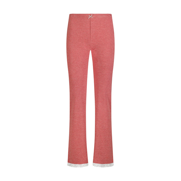 Natalie Classic Hi-Rise Pant - Red/Grey Mini Stripe