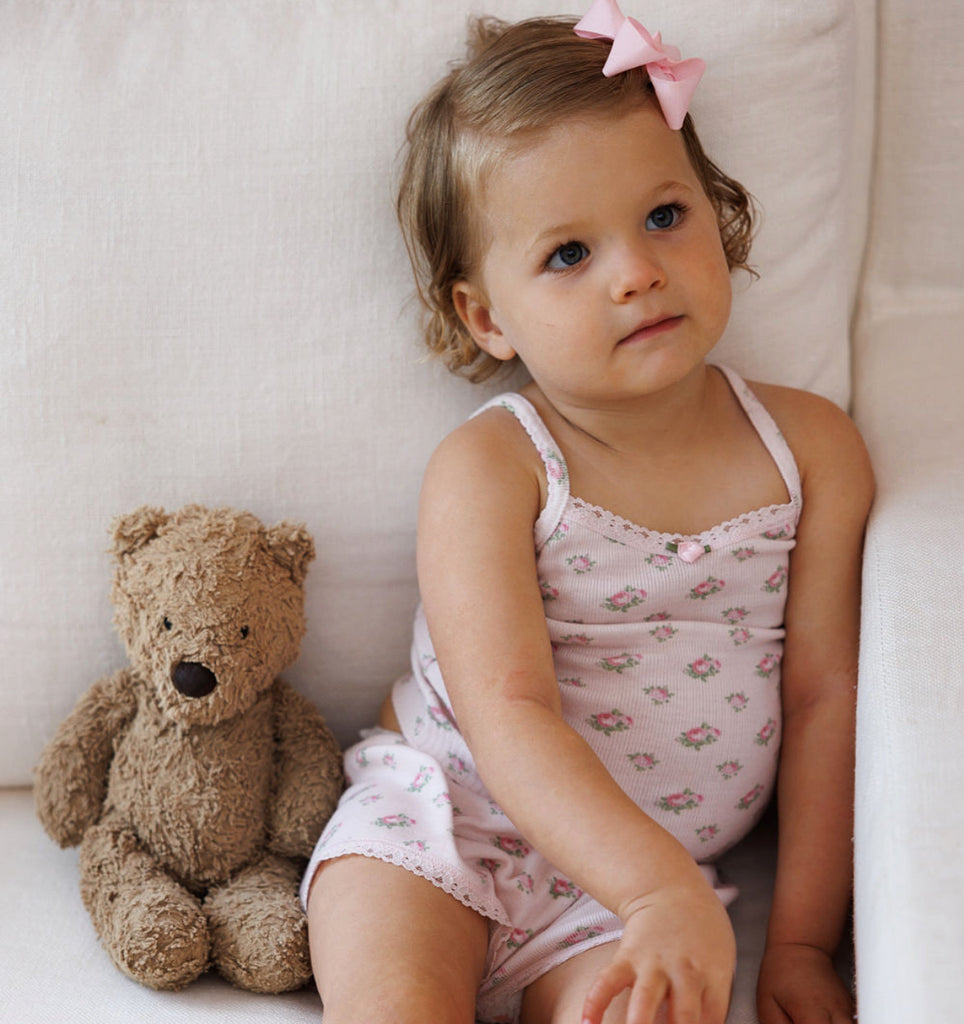 Girls Pink Vintage Ditsy Rose Print - Lookbook Photos