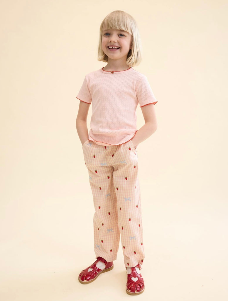 FLOESS~ Dolly pink gingham bow pants