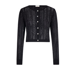 Polkadot CROP CARDIGAN - Black Windsor Pointelle | RELAX HAMPTON