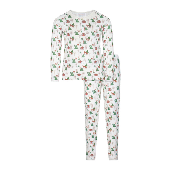 Polkadot GIRLS SET Crew LS & Pant - Rustic Deer Print