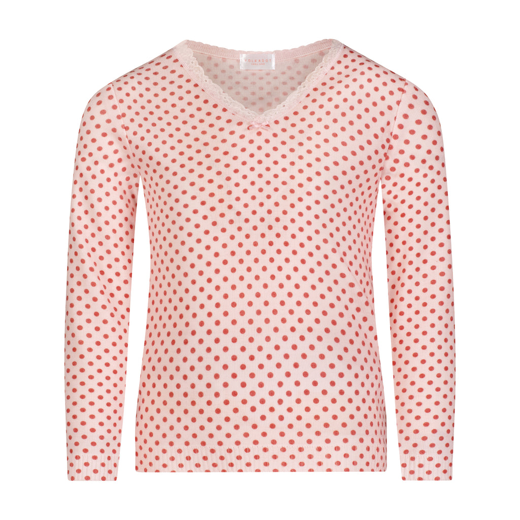 Polkadot GIRLS SET V NK LS & WIDE LEG PANT - Red Dot Print
