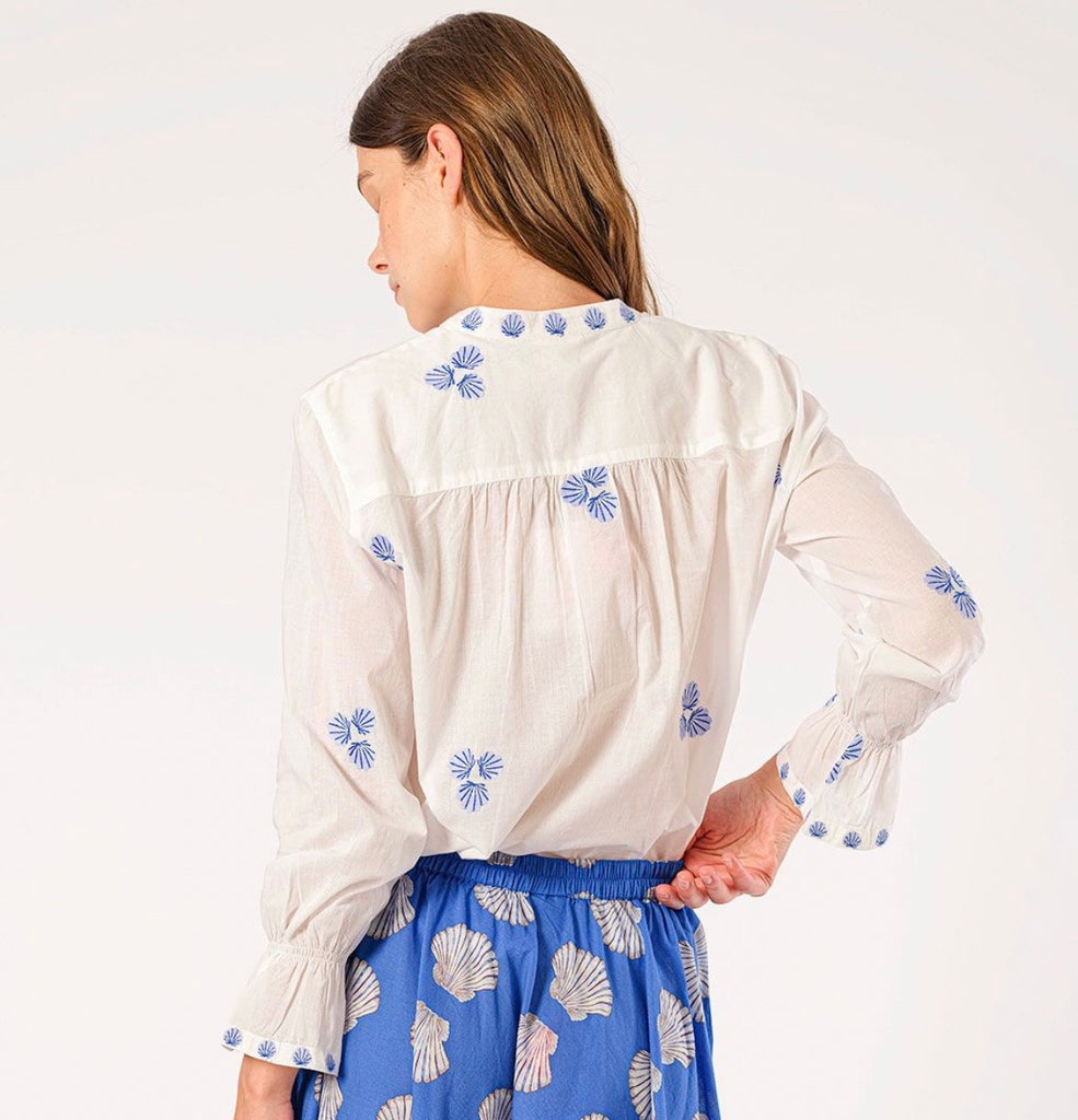 NIMO WITH LOVE~Broom embroidered shell blouse