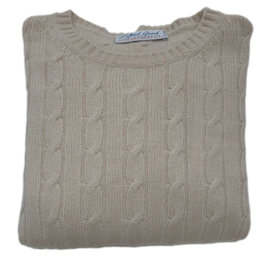 RICHARD GRAND~ Cashmere cable crew neck sweater